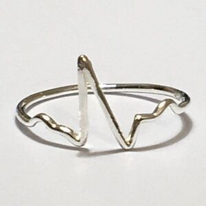 Sterling Silver Heartbeat Ring Size 7.25 Thin Band 925